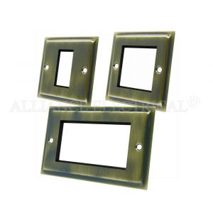 Slimline Antique Brass Data Grid Outlet Face Plate 1 Gang 2G 4G With Frame