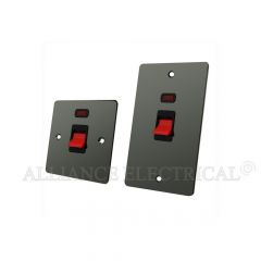 Black Nickel Flat Plate 45A Cooker Switch - 45 Amp DP Switch w/ Neon