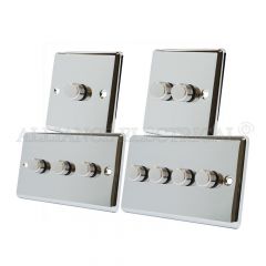 Polished Mirror Chrome Classical Dimmer 400W -10 Amp 1 Gang 2G 3G 4G 2 Way