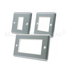 Satin Chrome Classical Data Grid Outlet Face Plate 1 Gang 2G 4G With Frame