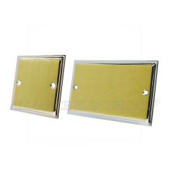 Slimline Satin Brass Face/Polished Chrome Edge Blank Plate - Electrical Blanking Single 1G/ Double 2G