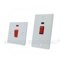 Polished Chrome Flat style 45A Cooker Switch - 45 Amp DP Switch w/ Neon Indicator
