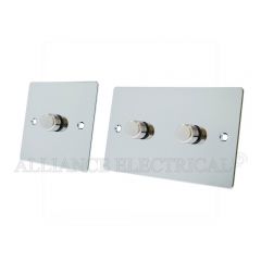 Polished Chrome Flat style Dimmer 1000W -10 Amp 1 Gang 2G 2 Way