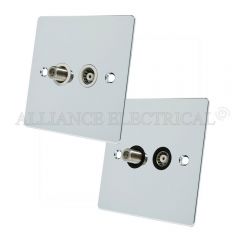 Polished Chrome Flat style TV/ Sky Socket - Aerial Coaxial Satellite Point